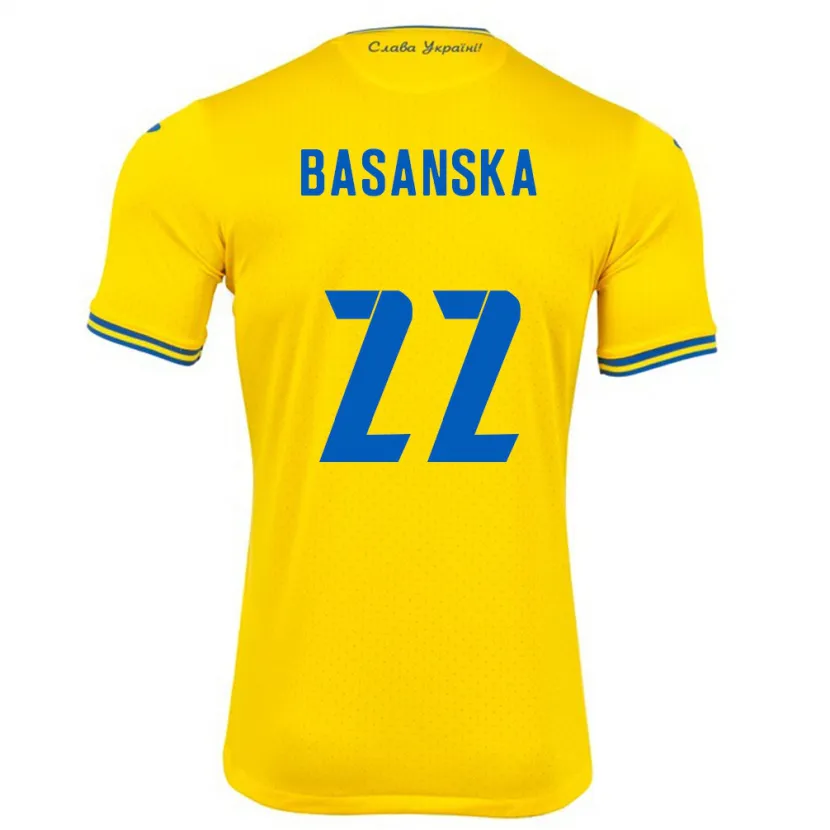 Danxen Uomo Maglia Ucraina Olga Basanska #22 Giallo Kit Gara Home 24-26 Maglietta