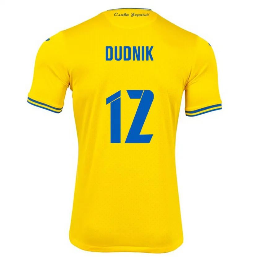 Danxen Uomo Maglia Ucraina Marina Dudnik #12 Giallo Kit Gara Home 24-26 Maglietta
