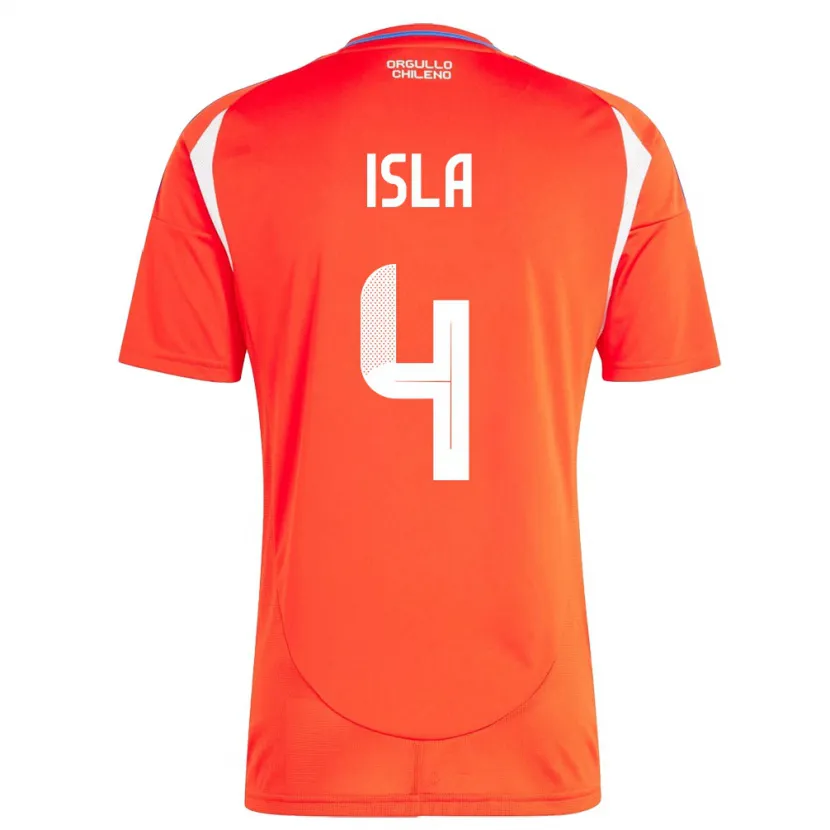Danxen Uomo Maglia Cile Mauricio Isla #4 Rosso Kit Gara Home 24-26 Maglietta