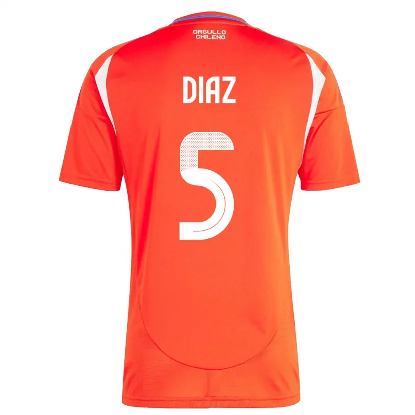 Danxen Uomo Maglia Cile Paulo Díaz #5 Rosso Kit Gara Home 24-26 Maglietta