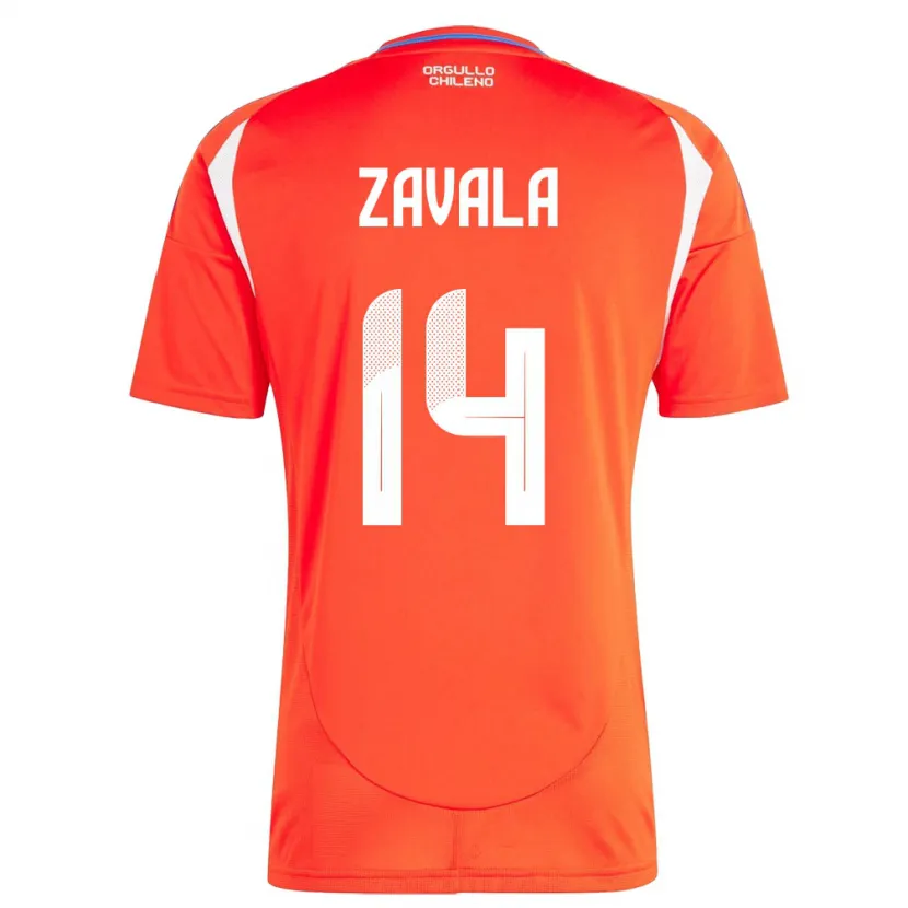 Danxen Uomo Maglia Cile Cristián Zavala #14 Rosso Kit Gara Home 24-26 Maglietta