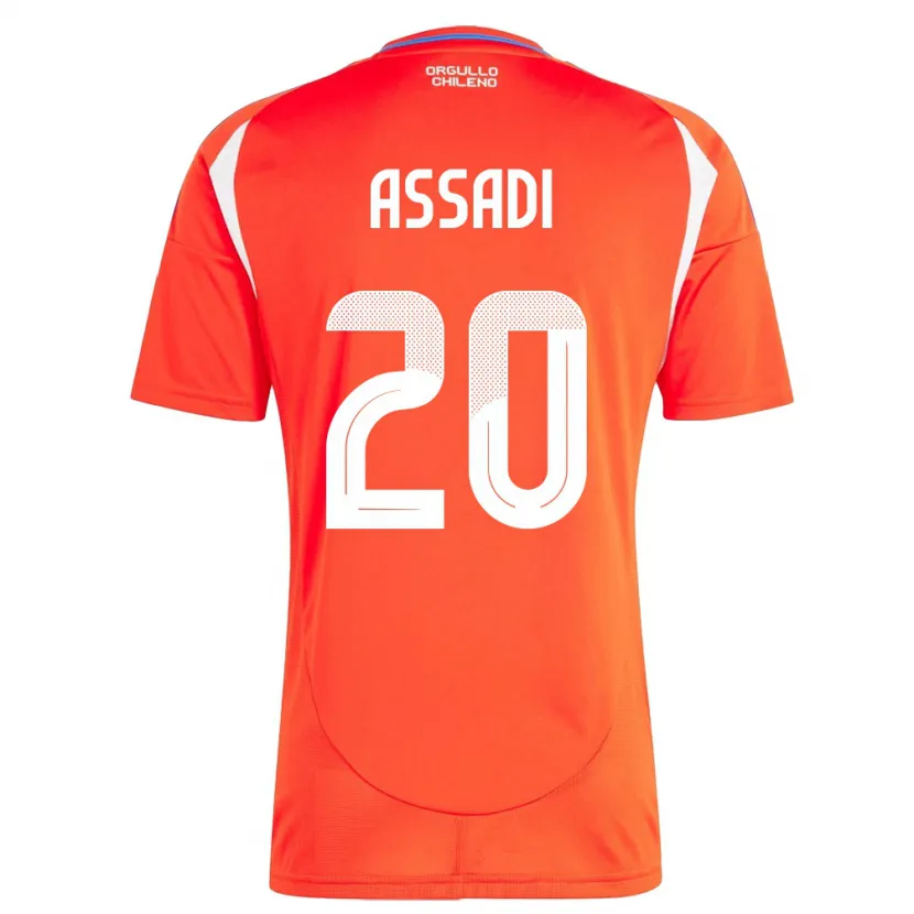 Danxen Uomo Maglia Cile Lucas Assadi #20 Rosso Kit Gara Home 24-26 Maglietta
