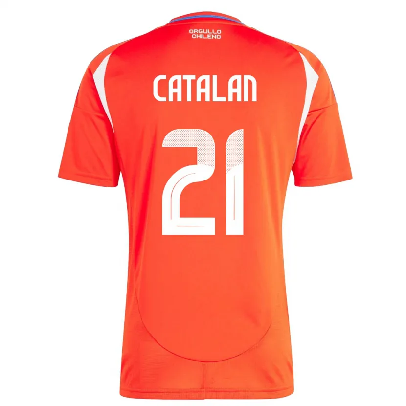 Danxen Uomo Maglia Cile Matías Catalán #21 Rosso Kit Gara Home 24-26 Maglietta