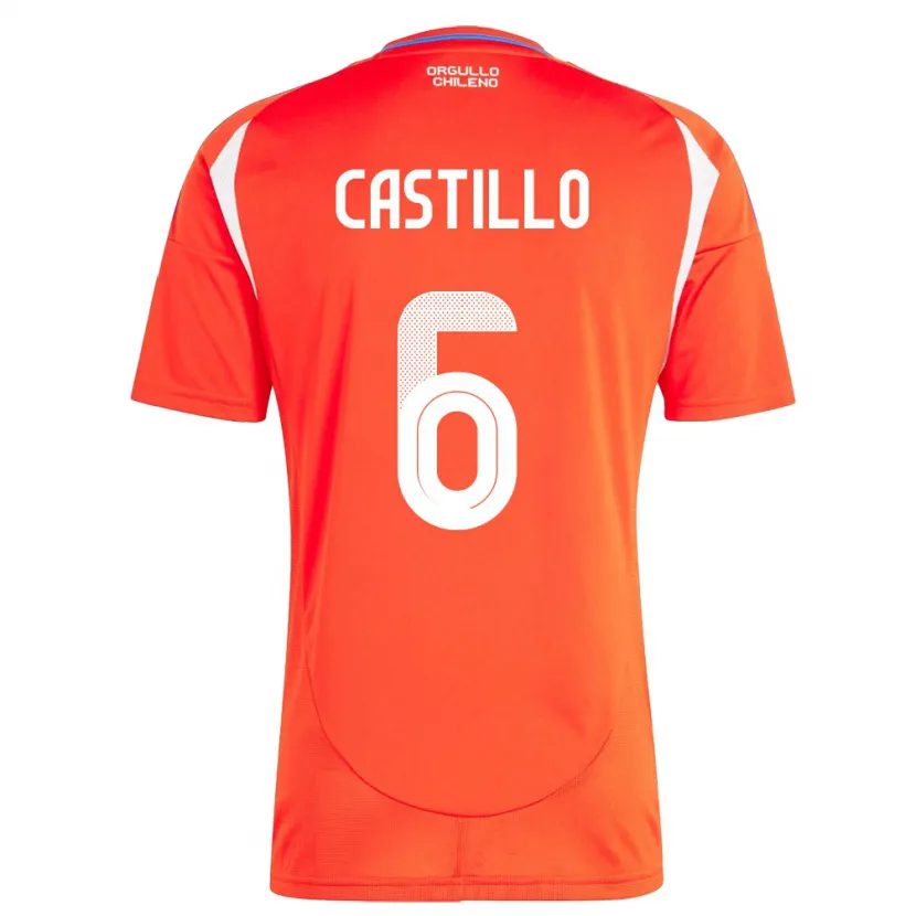 Danxen Uomo Maglia Cile Cristóbal Castillo #6 Rosso Kit Gara Home 24-26 Maglietta