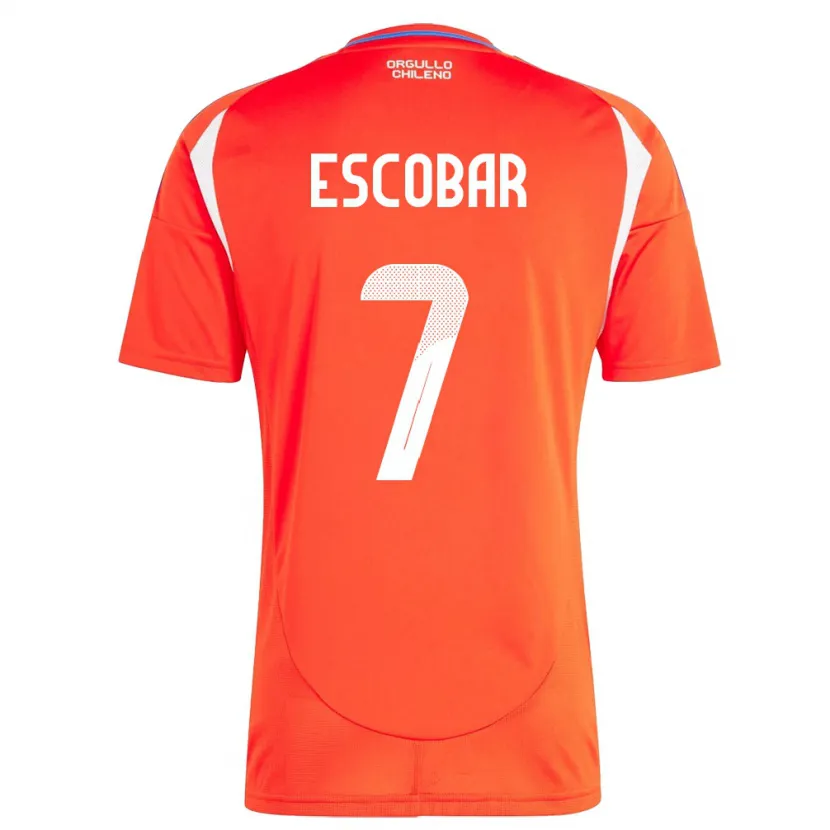 Danxen Uomo Maglia Cile Bastián Escobar #7 Rosso Kit Gara Home 24-26 Maglietta