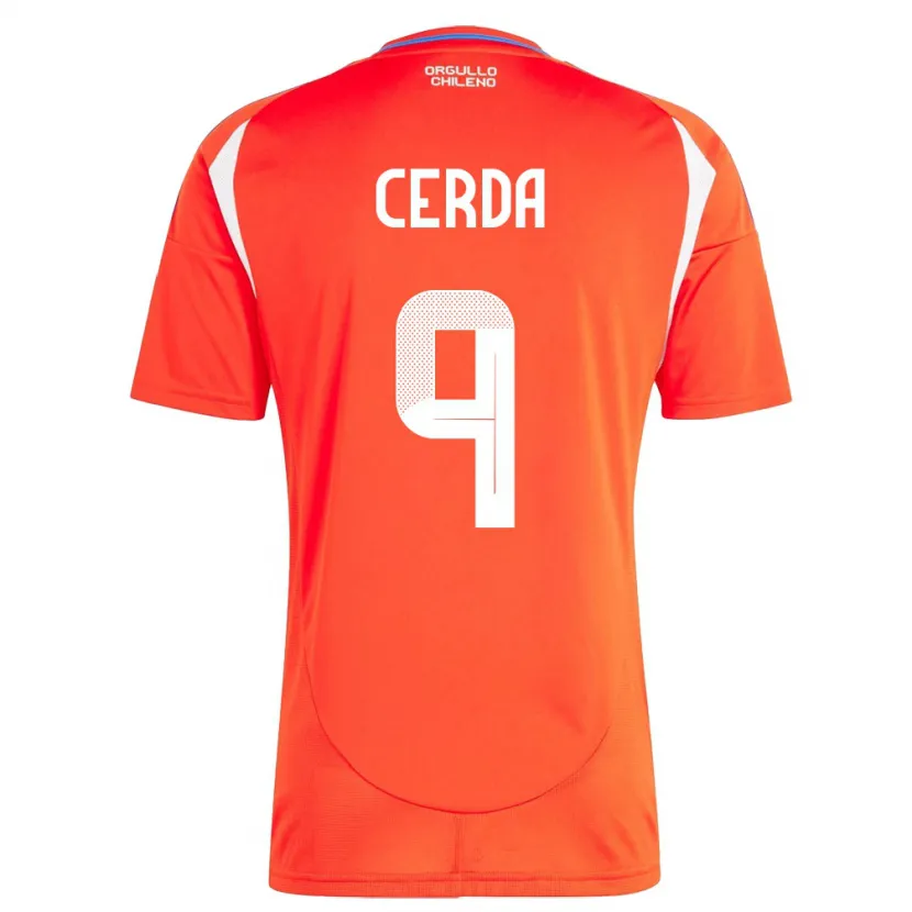 Danxen Uomo Maglia Cile Axel Cerda #9 Rosso Kit Gara Home 24-26 Maglietta