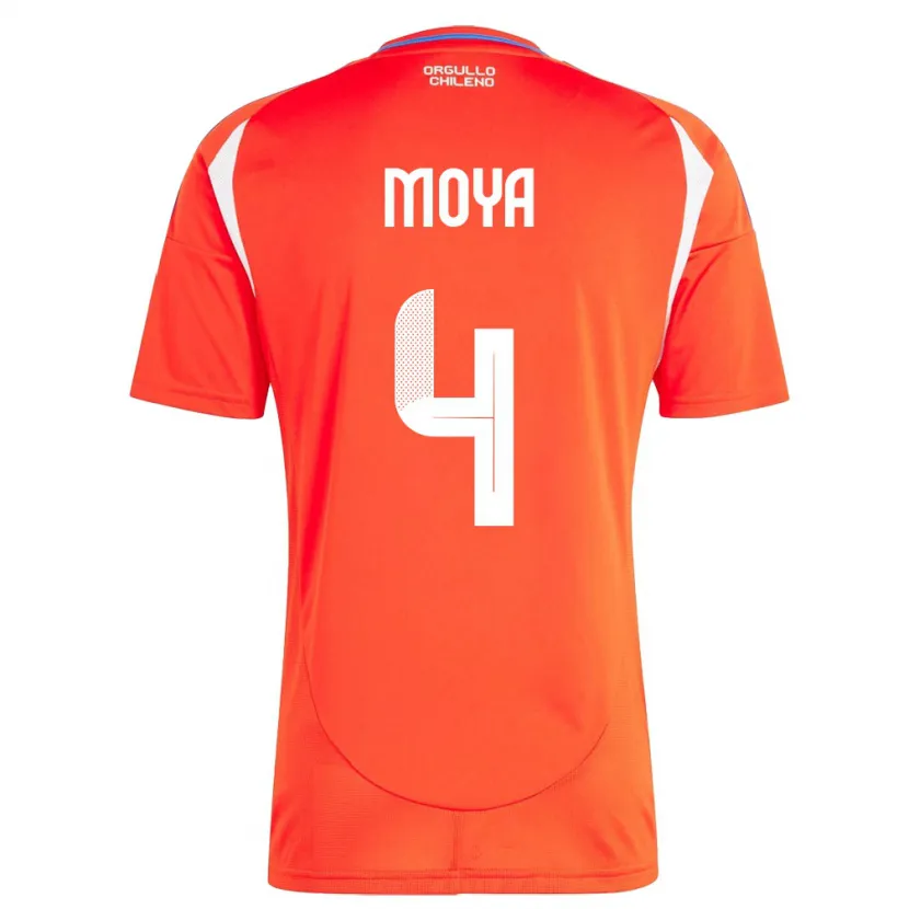Danxen Uomo Maglia Cile Matías Moya #4 Rosso Kit Gara Home 24-26 Maglietta