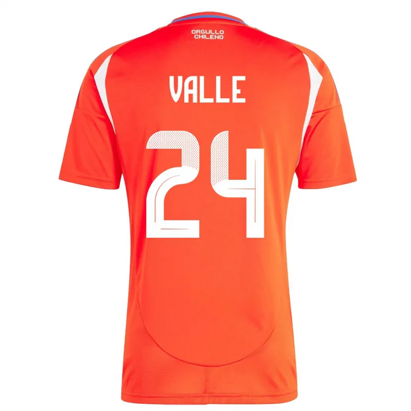 Danxen Uomo Maglia Cile Alessandra Valle #24 Rosso Kit Gara Home 24-26 Maglietta