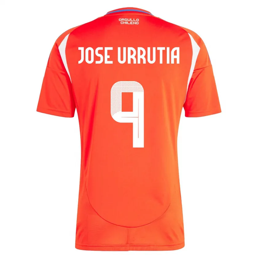 Danxen Uomo Maglia Cile María José Urrutia #9 Rosso Kit Gara Home 24-26 Maglietta