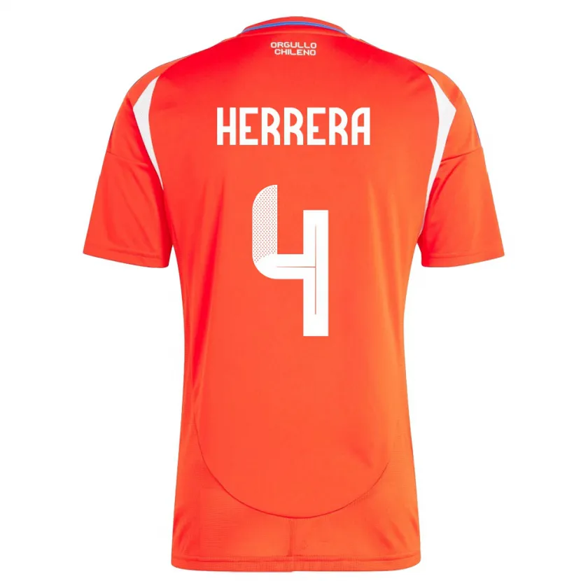 Danxen Uomo Maglia Cile Claudia Herrera #4 Rosso Kit Gara Home 24-26 Maglietta