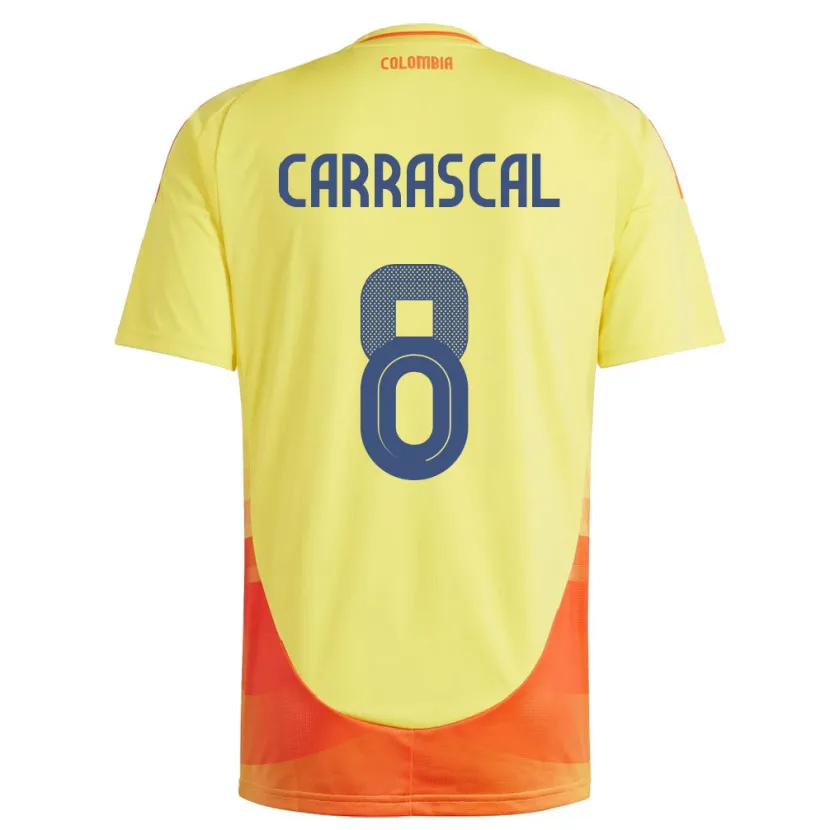 Danxen Uomo Maglia Colombia Jorge Carrascal #8 Giallo Kit Gara Home 24-26 Maglietta
