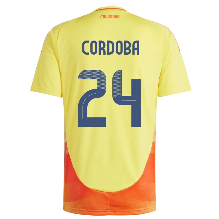 Danxen Uomo Maglia Colombia Jhon Córdoba #24 Giallo Kit Gara Home 24-26 Maglietta