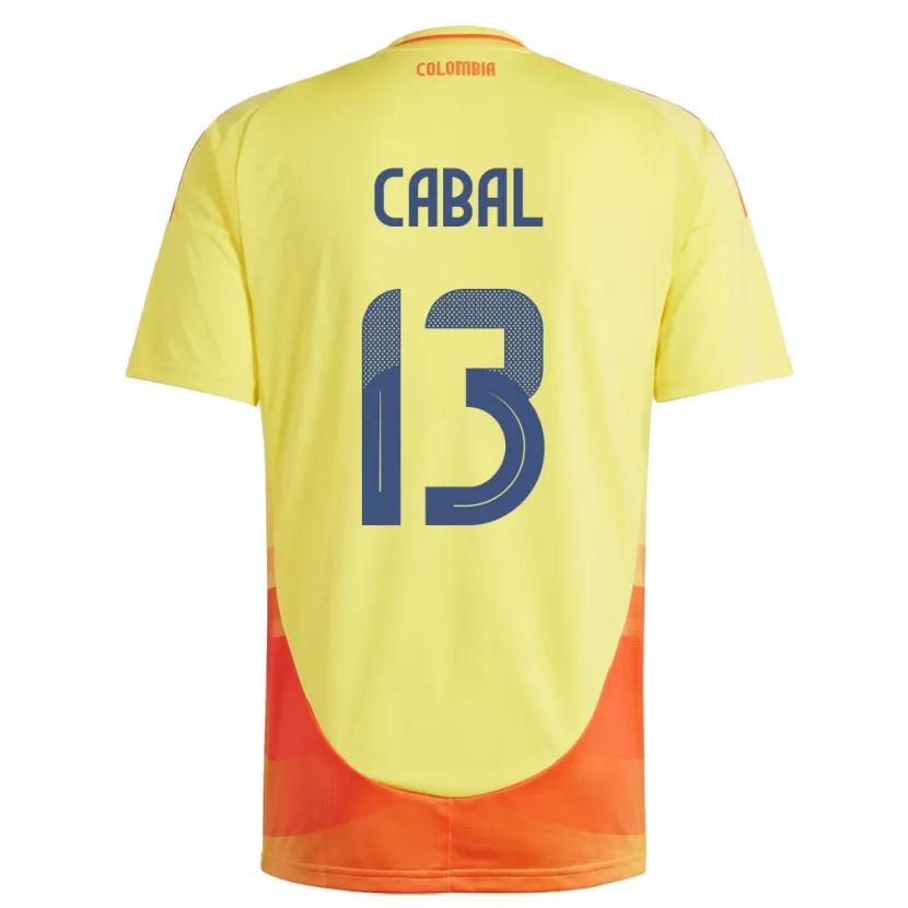 Danxen Uomo Maglia Colombia Juan Cabal #13 Giallo Kit Gara Home 24-26 Maglietta