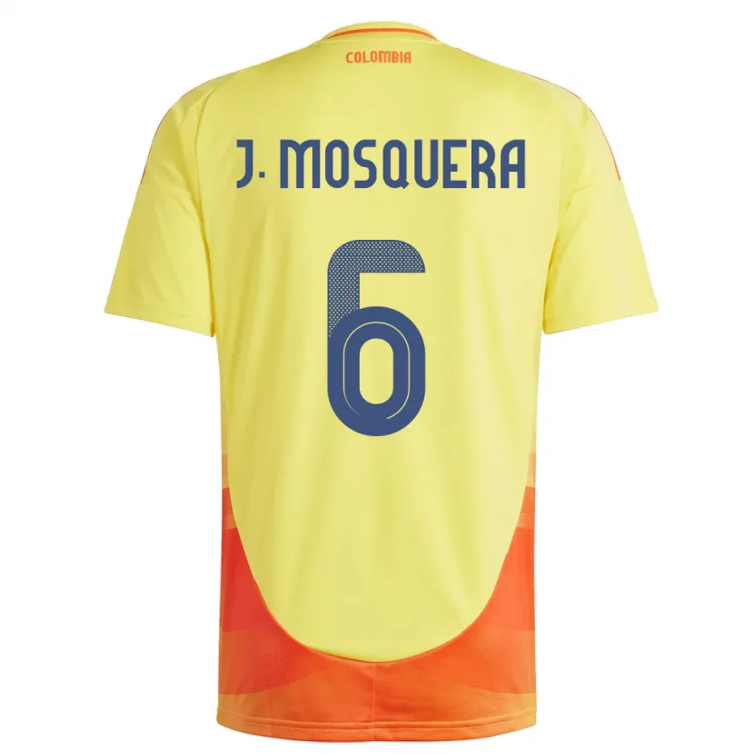 Danxen Uomo Maglia Colombia Juan Mosquera #6 Giallo Kit Gara Home 24-26 Maglietta