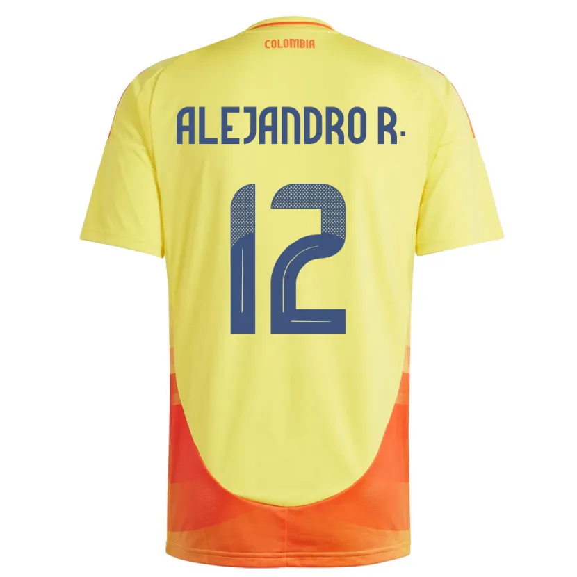 Danxen Uomo Maglia Colombia Alejandro Rodríguez #12 Giallo Kit Gara Home 24-26 Maglietta