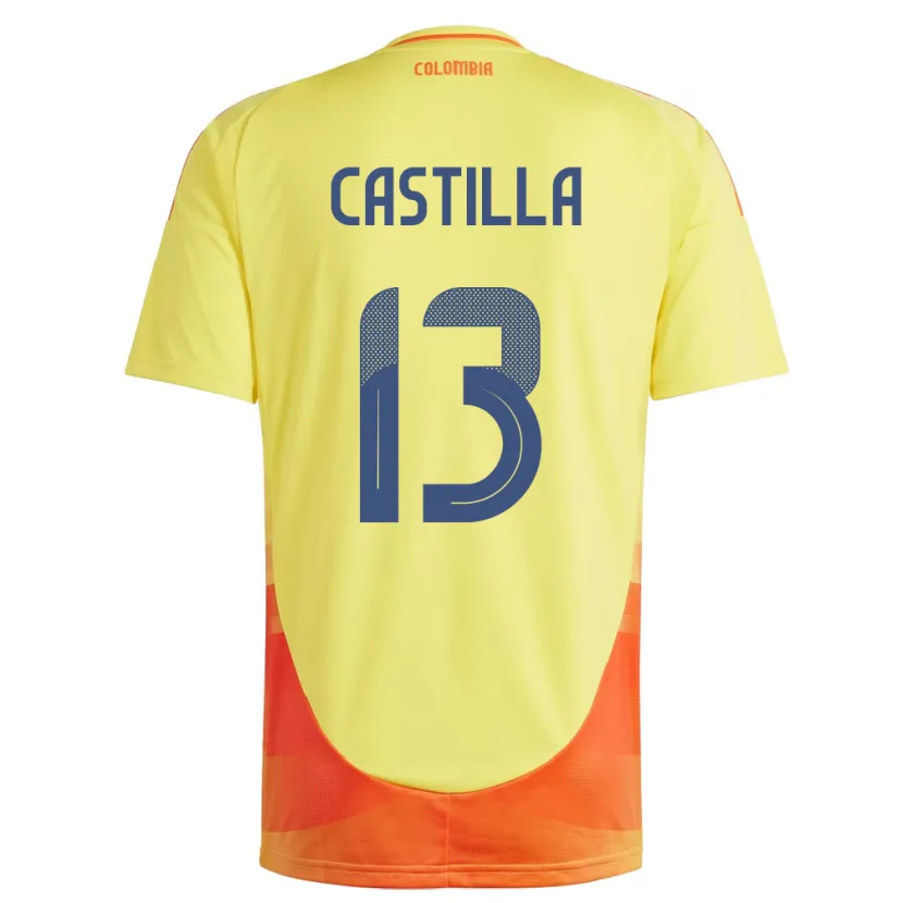Danxen Uomo Maglia Colombia Juan Castilla #13 Giallo Kit Gara Home 24-26 Maglietta