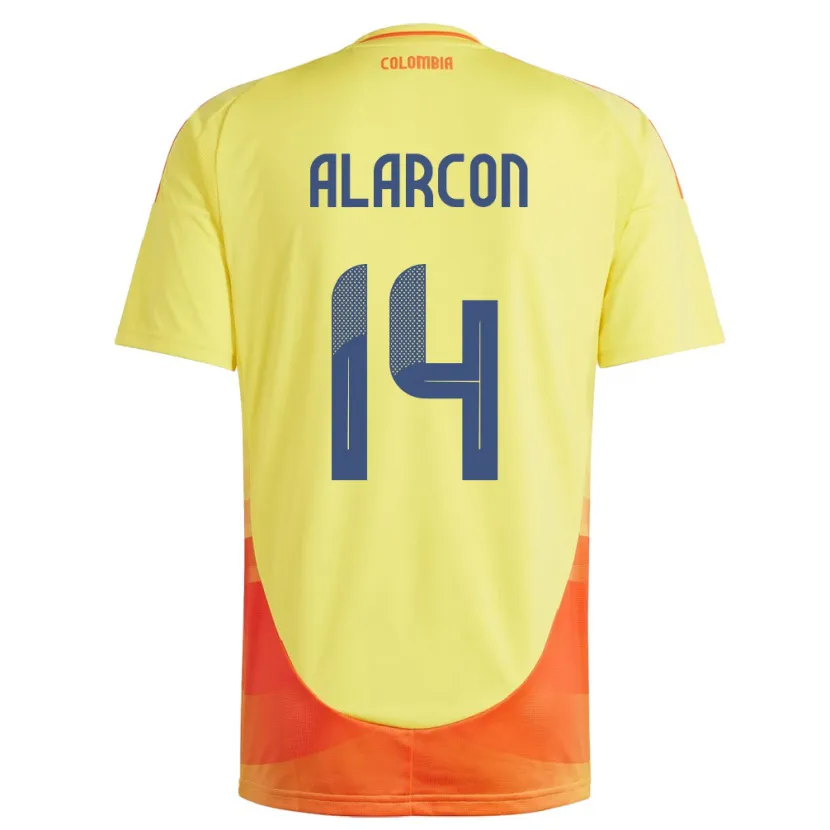 Danxen Uomo Maglia Colombia Andrés Alarcón #14 Giallo Kit Gara Home 24-26 Maglietta