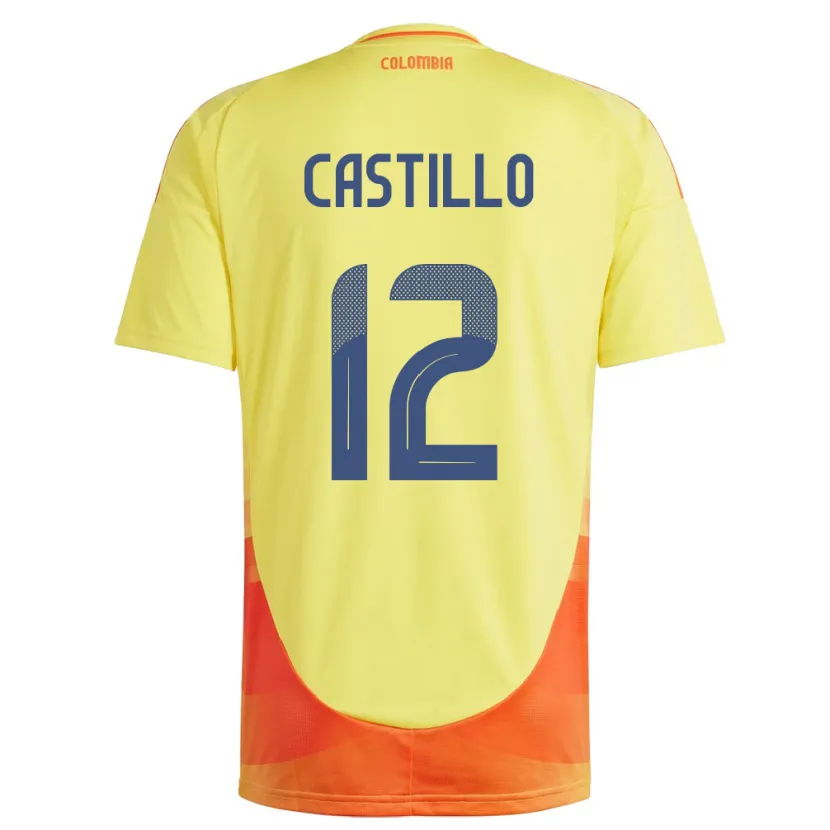 Danxen Uomo Maglia Colombia Juan Castillo #12 Giallo Kit Gara Home 24-26 Maglietta