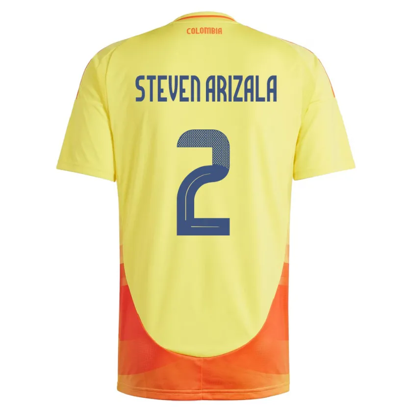 Danxen Uomo Maglia Colombia Elver Steven Arizala #2 Giallo Kit Gara Home 24-26 Maglietta
