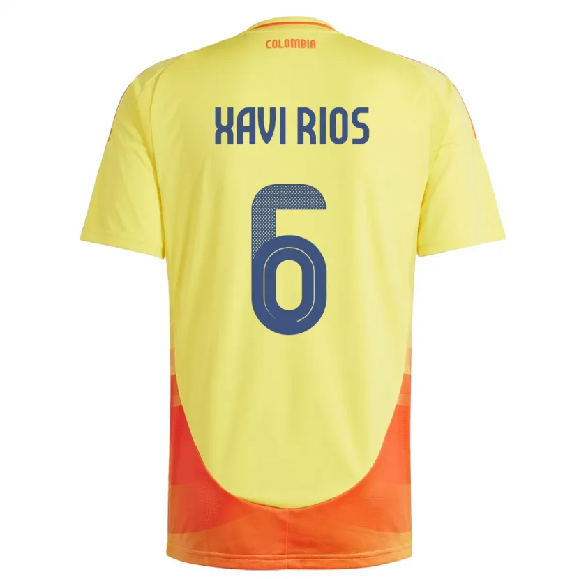 Danxen Uomo Maglia Colombia Xavi Ríos #6 Giallo Kit Gara Home 24-26 Maglietta