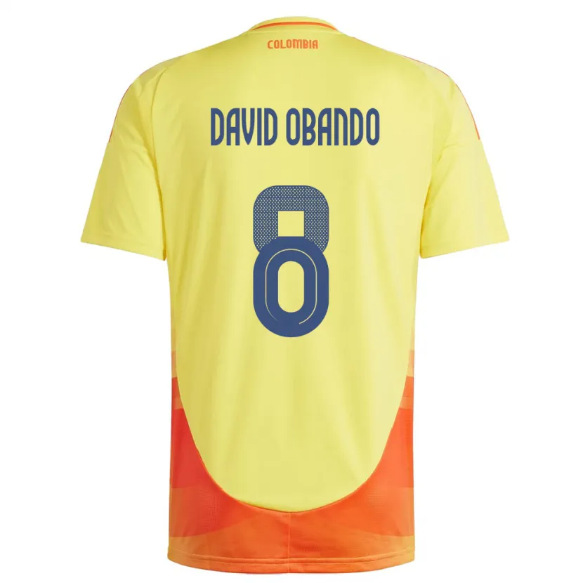 Danxen Uomo Maglia Colombia Juan David Obando #8 Giallo Kit Gara Home 24-26 Maglietta