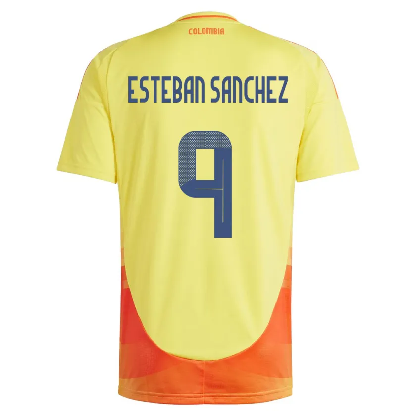 Danxen Uomo Maglia Colombia Juan Esteban Sánchez #9 Giallo Kit Gara Home 24-26 Maglietta
