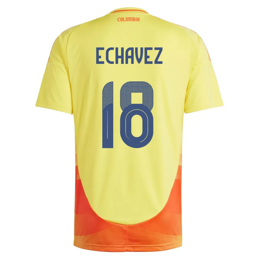 Danxen Uomo Maglia Colombia Jhon Echavez #18 Giallo Kit Gara Home 24-26 Maglietta