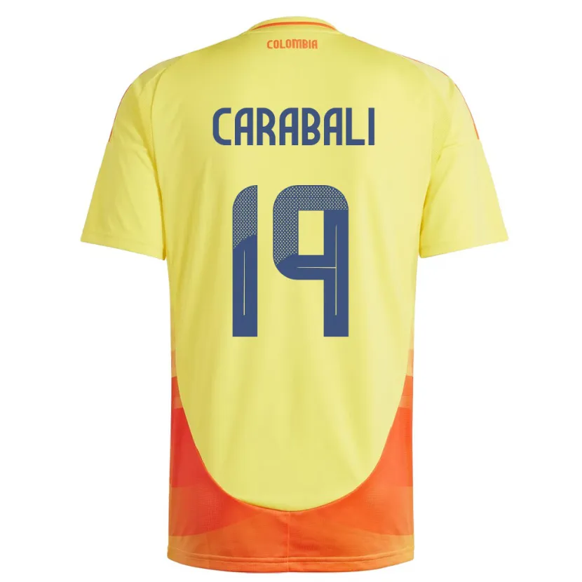 Danxen Uomo Maglia Colombia Jorelyn Carabalí #19 Giallo Kit Gara Home 24-26 Maglietta