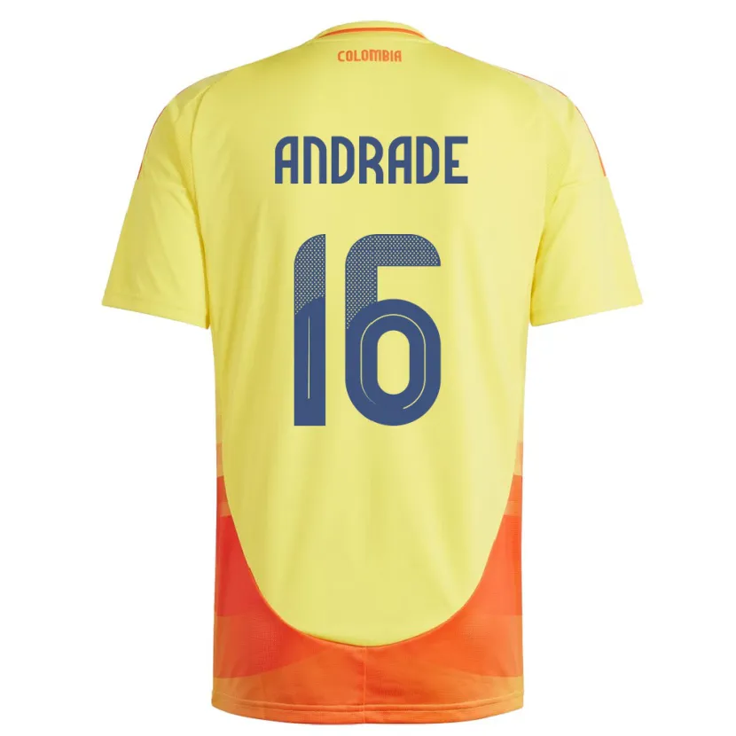 Danxen Uomo Maglia Colombia Lady Andrade #16 Giallo Kit Gara Home 24-26 Maglietta