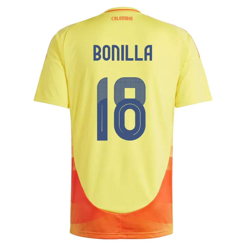 Danxen Uomo Maglia Colombia Wendy Bonilla #18 Giallo Kit Gara Home 24-26 Maglietta