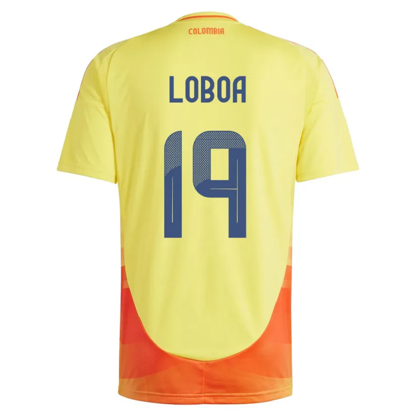 Danxen Uomo Maglia Colombia Valerin Loboa #19 Giallo Kit Gara Home 24-26 Maglietta