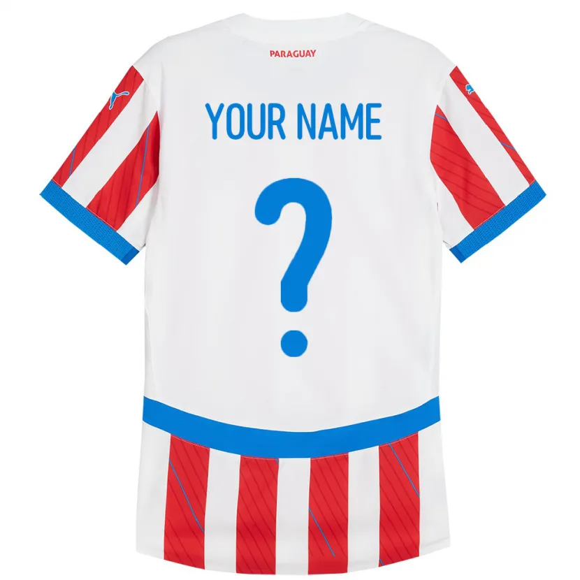 Danxen Uomo Maglia Paraguay Il Tuo Nome #0 Bianco Rosso Kit Gara Home 24-26 Maglietta