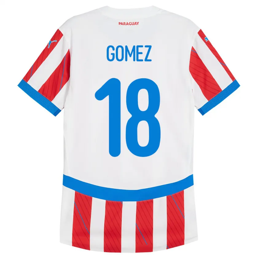 Danxen Uomo Maglia Paraguay Diego Gómez #18 Bianco Rosso Kit Gara Home 24-26 Maglietta