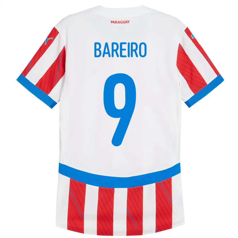 Danxen Uomo Maglia Paraguay Adam Bareiro #9 Bianco Rosso Kit Gara Home 24-26 Maglietta