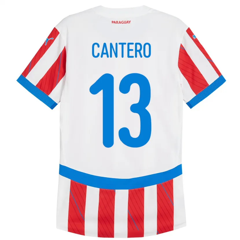 Danxen Uomo Maglia Paraguay Alexis Cantero #13 Bianco Rosso Kit Gara Home 24-26 Maglietta