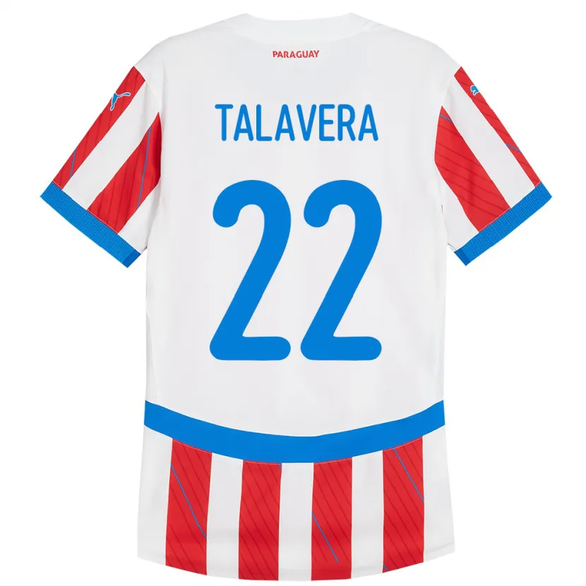Danxen Uomo Maglia Paraguay Javier Talavera #22 Bianco Rosso Kit Gara Home 24-26 Maglietta