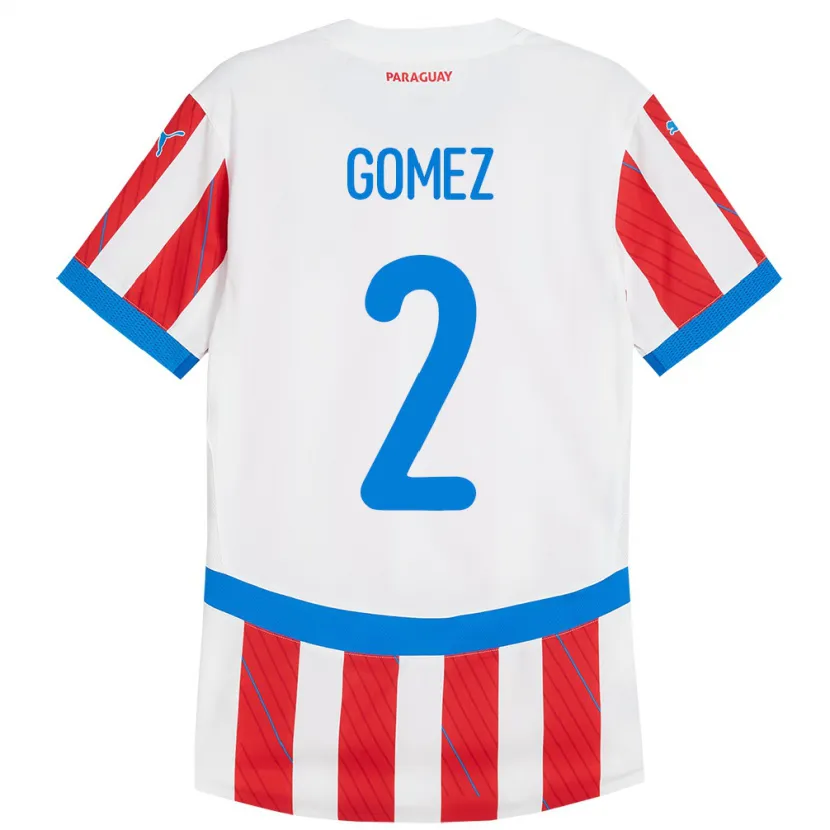 Danxen Uomo Maglia Paraguay Rodrigo Gómez #2 Bianco Rosso Kit Gara Home 24-26 Maglietta