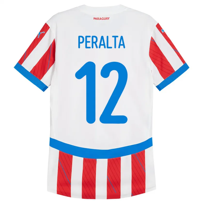 Danxen Uomo Maglia Paraguay Jesús Peralta #12 Bianco Rosso Kit Gara Home 24-26 Maglietta