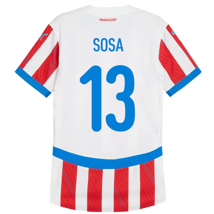 Danxen Uomo Maglia Paraguay Alex Sosa #13 Bianco Rosso Kit Gara Home 24-26 Maglietta