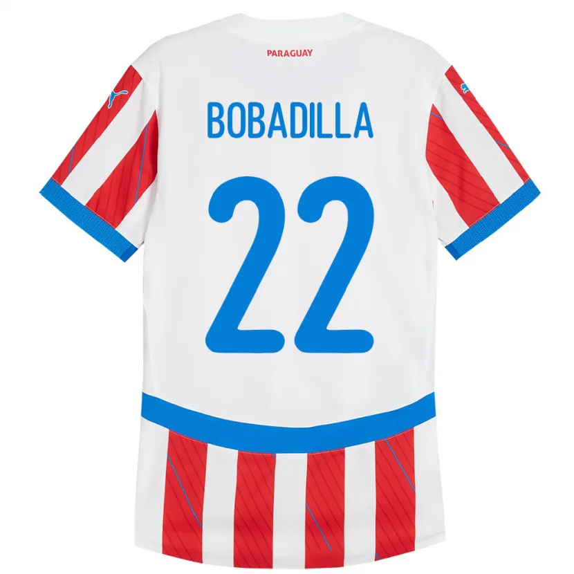 Danxen Uomo Maglia Paraguay Dylan Bobadilla #22 Bianco Rosso Kit Gara Home 24-26 Maglietta