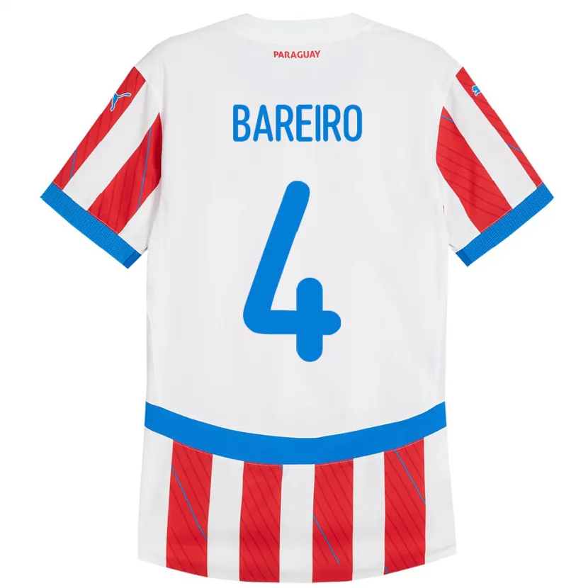 Danxen Uomo Maglia Paraguay Daysy Bareiro #4 Bianco Rosso Kit Gara Home 24-26 Maglietta