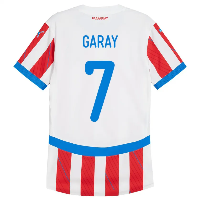 Danxen Uomo Maglia Paraguay Griselda Garay #7 Bianco Rosso Kit Gara Home 24-26 Maglietta