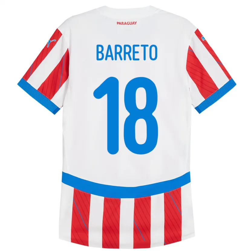 Danxen Uomo Maglia Paraguay Liz Barreto #18 Bianco Rosso Kit Gara Home 24-26 Maglietta