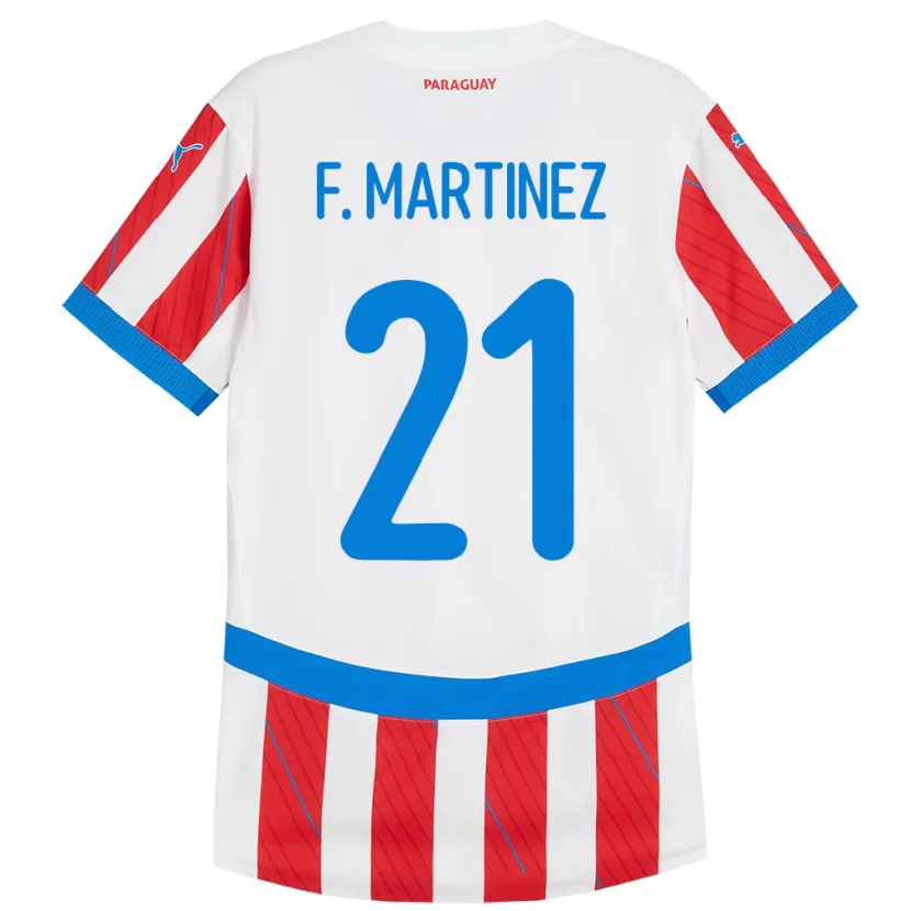 Danxen Uomo Maglia Paraguay Fiorela Martínez #21 Bianco Rosso Kit Gara Home 24-26 Maglietta