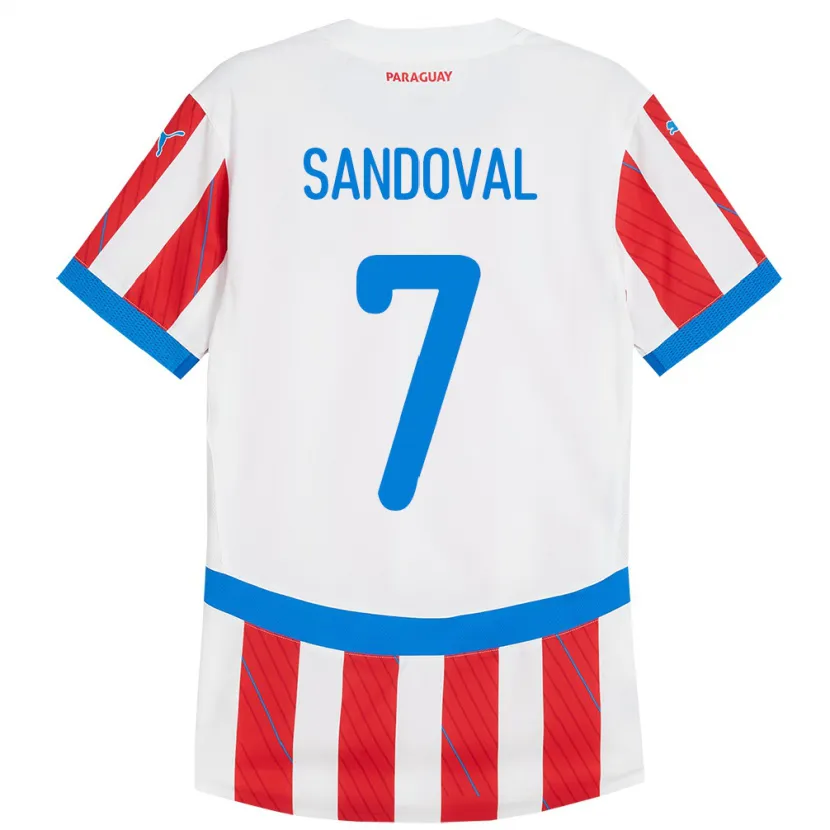 Danxen Uomo Maglia Paraguay Fabiola Sandoval #7 Bianco Rosso Kit Gara Home 24-26 Maglietta