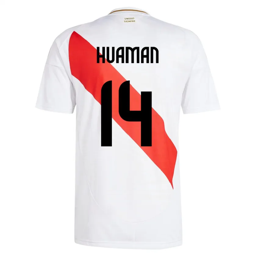 Danxen Uomo Maglia Perù Marco Huamán #14 Bianco Kit Gara Home 24-26 Maglietta