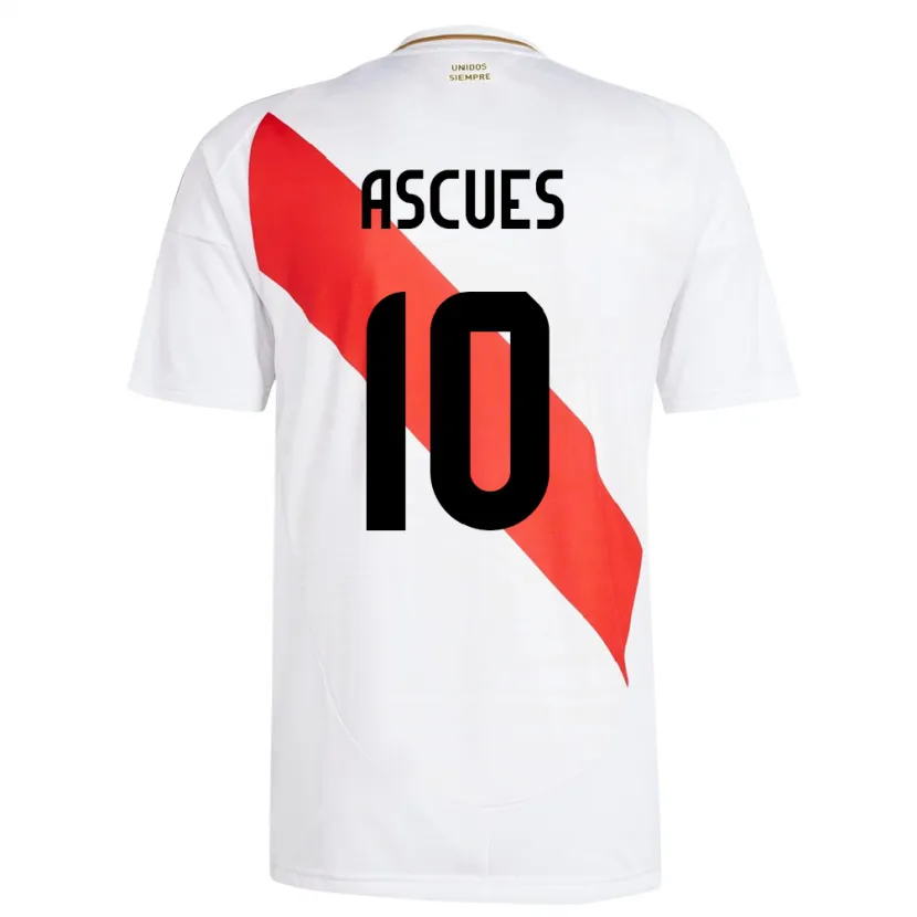 Danxen Uomo Maglia Perù Adrián Ascues #10 Bianco Kit Gara Home 24-26 Maglietta