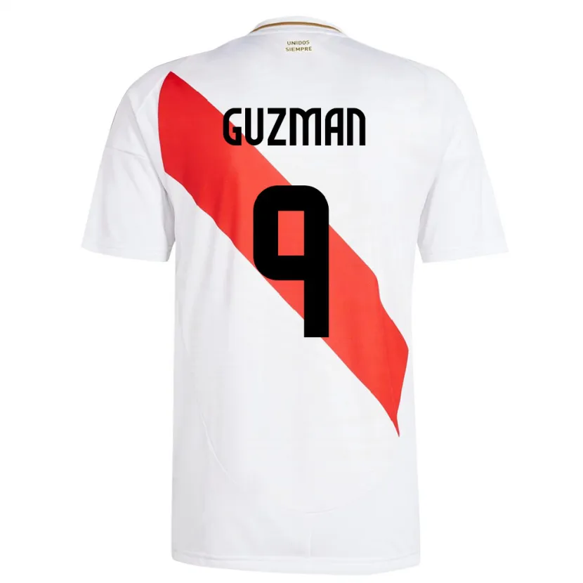 Danxen Uomo Maglia Perù Víctor Guzmán #9 Bianco Kit Gara Home 24-26 Maglietta