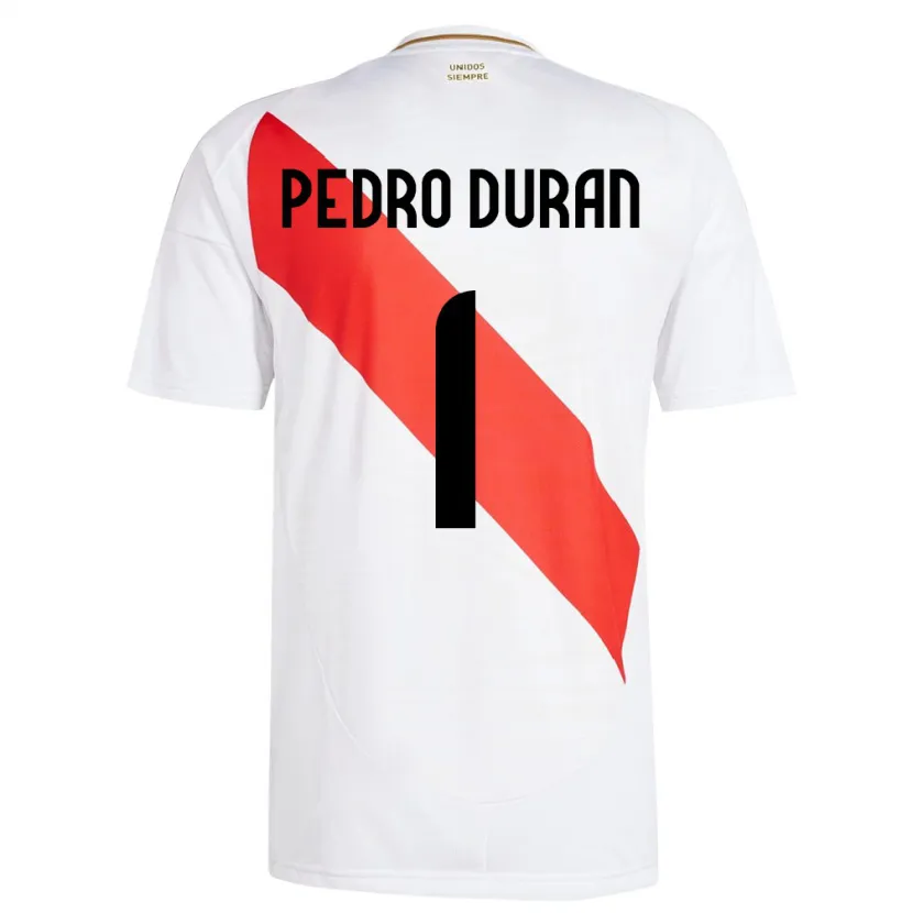 Danxen Uomo Maglia Perù Juan Pedro Durán #1 Bianco Kit Gara Home 24-26 Maglietta