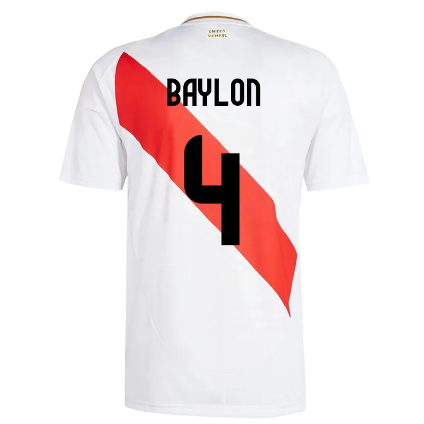 Danxen Uomo Maglia Perù Luis Baylón #4 Bianco Kit Gara Home 24-26 Maglietta